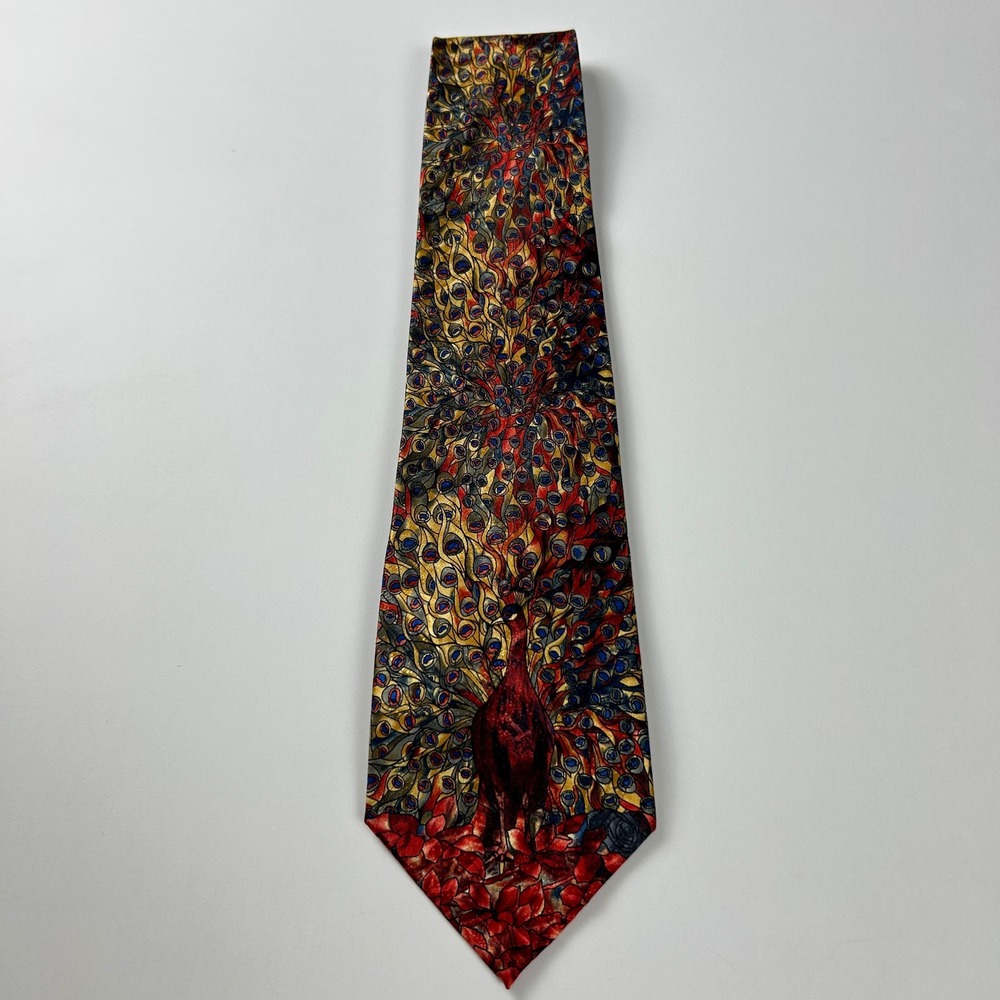 Louis Comfort Tiffany Stained Glass Peacock Window Silk Tie Korea
